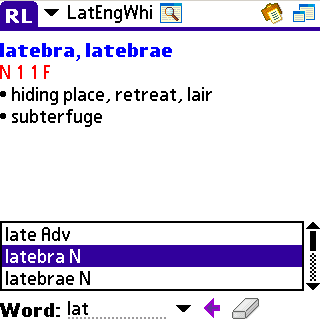 Latin-English Dictionary for Palm OS handhelds